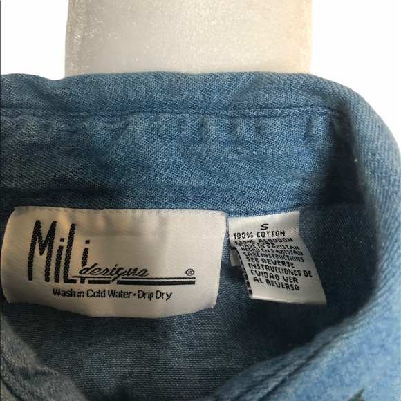 Red Chili Pepper & Rhinestone Denim Button Down - Picture 4 of 4